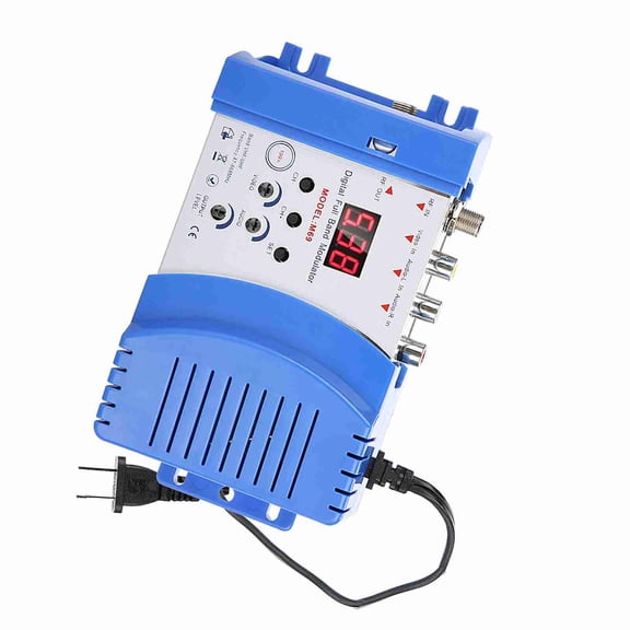 M69 RF Modulator AV to RF Converter for TV - VHF/UHF Digital Channel Display - 110V US Plug, Blue