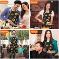 thumbnail image 4 of Black Yellow Green Stem Sunflower Pattern Apron-Garden Aprons for Women with Pockets-Cotton Linen Waterproof Kitchen Cooking Gardening Aprons Adjustable for Kitchen,Cooking,BBQ and Salon 33x27 Inch, 4 of 7