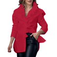 thumbnail image 1 of Cathalem Tunique à Manches Longues pour Femmes Chemise Henley à Manches Longues Automne Décontractée Col Rond Tunique, Rouge L, 1 of 4