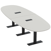 10 Person Modular Boval Conference Room Table Metal T-Bases w/Electric