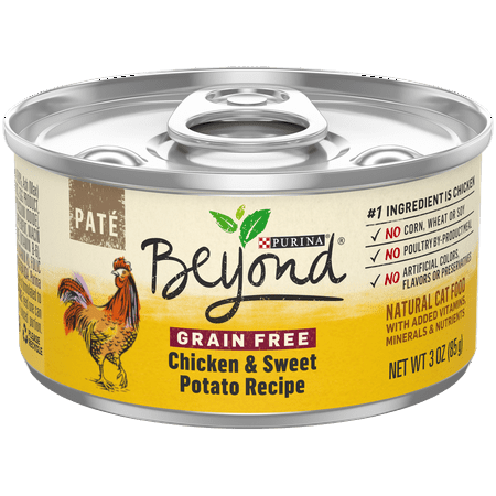 Natural Foods Chicken - Purina Beyond Grain Free, Natural Pate Wet Cat Food, Grain Free Chicken & Sweet Potato Recipe - (12) 3 oz. Cans