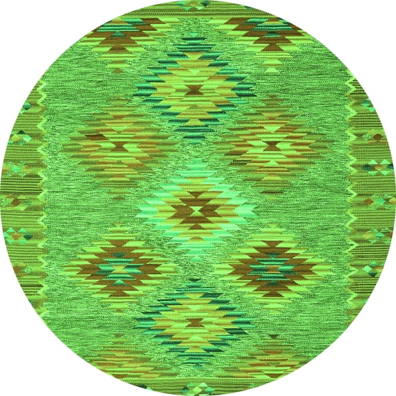 Ahgly Company Indoor Round Southwestern Green Country Area Rugs, 3' Round