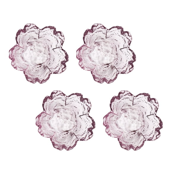 MERRYHAPY 4Pcs Lavender Glass Flower Sauce Dishes Small Round Bowls for Japanese Seasonings