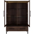 thumbnail image 5 of Miekor Furniture 60" Tall Display Cabinet with Tempered Glass Door, LED Lighting, Two Drawers, Modern Style Storage Cabinet for Living Room, Office & Study, Walnut 40768, 5 of 14