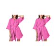 thumbnail image 4 of Minnieouse informal de algodón de crespón para mujer, albornoces de gasa de capas, ropa de dormir con cordones, ropa de baño para el hogar, Rosa S 2Conjunto, 4 of 6