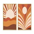 thumbnail image 2 of Designart "Midcentury Terracotta Sun Retro Landscape II" Modern Midcentury Framed Wall Art Set Of 2 - Mid-Century Brown Gallery Wall Frame Set For Home Decor, 2 of 6