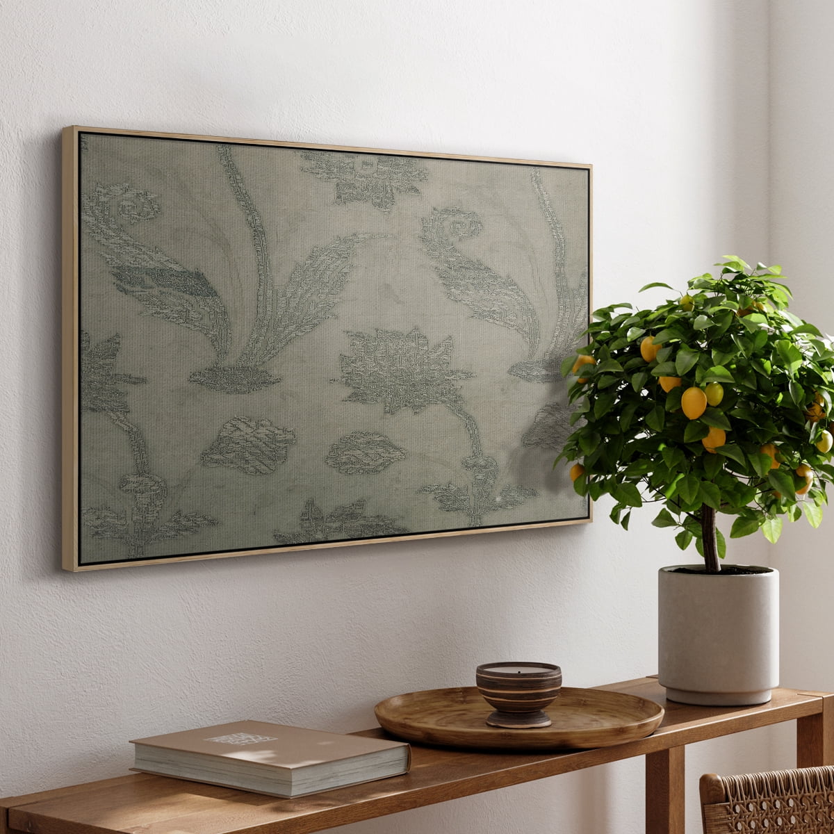 Vintage Abstract Print-XV Framed in Natural Wood Wood Gallery Wrapped Canvas 17 in. x 25 in.