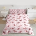 thumbnail image 3 of Manfei Pink Red Ribbon Bedding Comforter Set for Kid, Winter Christmas Snowman Twin Comforter Sets, Kawaii Cute Cartoon Reversible Bedding Set, Microfiber Bedroom Decor, 2-Piece, 3 of 9