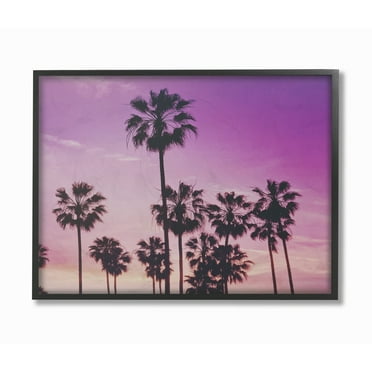 Stupell Tropical Purple Palm trees Photography, Framed Giclee, 11 x 1.5 x 14, A - Multi-color 16 x 20