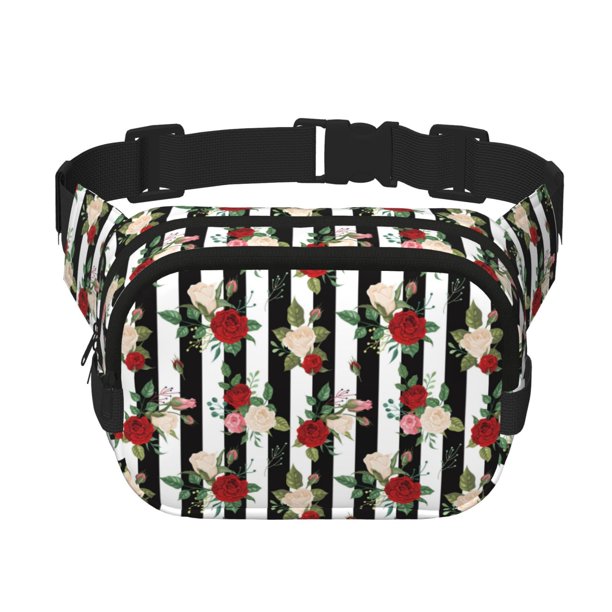 Balery Rose Flowers Mochila Cinturón para Mujeres y Hombres, Bolsa de Cintura Impermeable de Doble Capa con Correa