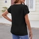 thumbnail image 4 of Fiudx Ropa de Mujer Blusa Casual de Manga Corta con Cuello En V de Color Sólido para Mujer, 4 of 7