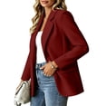 thumbnail image 4 of Women's Blazer Business Casual Lightweight Suit - Long Sleeve Slim Fit Work Office Jacket with Pockets Wine M, 4 of 5