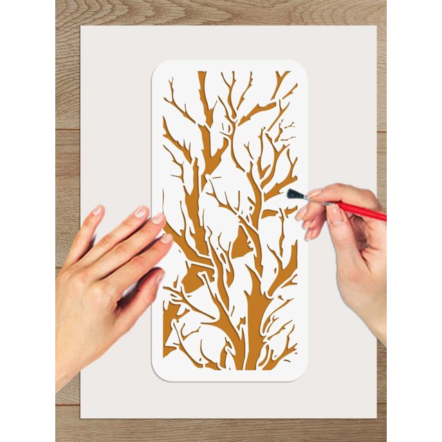 Juego de plantillas para pintar árboles, plantillas para dibujar figuras caladas de PET