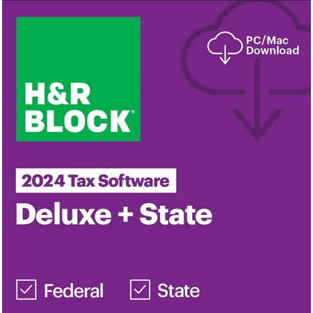 H&R Block Tax Software 24 Deluxe + State Win/Mac WAL ESD