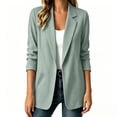 thumbnail image 5 of YGJTJYD Women's Open Front Blazer Jacket Lapel Collar Rolled Sleeve with Pockets Casual Work Office Business Coat, 5 of 6