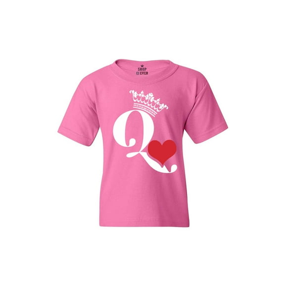 Shop4Ever Kids Queen of Hearts Graphic Child's Youth T-Shirt Medium Azalea Pink