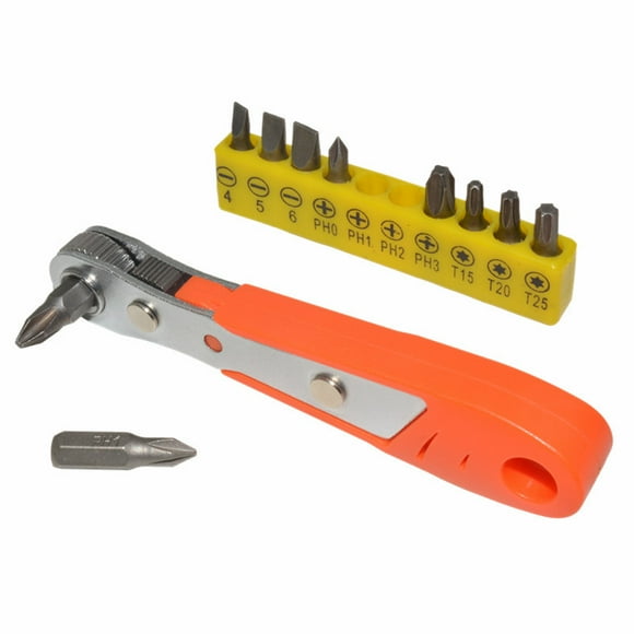 Set of 1 Phillips Screwdriver Set with Screw, 1/4" Mini Ratchet and Phillips Screwdriver Bit Set with 1/4" High Torque Drive Reversible Mini Ratchet Screwdriver