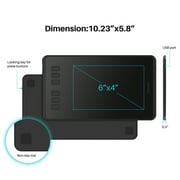 Huion H640P 6.3 x 3.9 inch Graphics Drawing Tablet, 8192 Pressure Sensitivity, 6 Press Keys, Black, Work with Mac, PC & Mobile