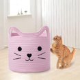 thumbnail image 6 of TACYKIBD Cat Toy Baskets Cotton Rope Animal Baskets Pink Laundry Baskets For Toys, Clothes,Gifts,Towels, Blankets,Pet Bed Pink Laundry Hamper for Organizing Kawaii Laundry Basket 15''x14'', 6 of 17