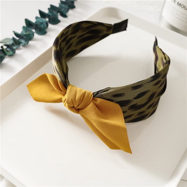Accesorios para el cabello, diadema con orejas de conejo y leopardo, versión ancha, con nudos, para mujer, para salir, horquilla, diadema, joyería, comodidad de uso