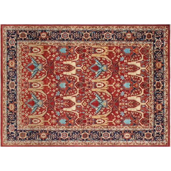 Aria Brainard Rusty-Red/Blue Rug, 9'11" x 13'9"