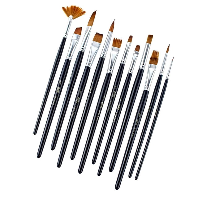 12 Pedazos Plumas de Pintura Flexible Material de Escritura Dibujo Duradero de DIY Manual Macarena Pincel de nylon de madera
