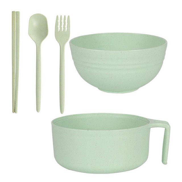CAIROYAR Cuenco para ramen para microondas, juego de cuencos para ramen para microondas con tapa, cuchara, palillos y tenedor, olla portátil para cocinar fideos ramen para microondas, olla rápida para