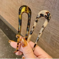 Windfall 2PCS Women U-Shaped Hairpin Fork Sticks Tortoise Shell U Shape Hair Clips Bun Hair Pins Clips for Hair Styling Accessories