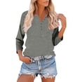 thumbnail image 5 of Breezora Womens Short Sleeve V Neck Printed Blouse / Sleeve Button Down Shirt Casual Breathable Top S Size Grey, 5 of 8