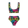 thumbnail image 5 of Daiia Hawaii Palms Women's Bikini Set Two Piece Swimsuit High Waisted Bikini Adjustable Straps Bikini Perfect for Beach, Pool, and Summer Vacation-Large, 5 of 9