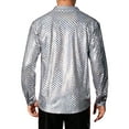 thumbnail image 3 of INSPIRE CHIC Metallic Shirt for Men's Long Sleeves Party Disco Shiny Printed Shirts M Silver, 3 of 6