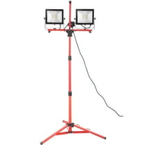VEVOR LED Work Light with Stand, 5000 Lumen Dual-head LED Work Light with 27.6"-68.1" Adjustable and Foldable Tripod Stand, IP65 Waterproofed LED Tripod Work Light, with 5000 Kelvin Color Temperature