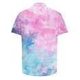 thumbnail image 3 of SSAAVKUY Deals Holiday Regular Fit Shirts for Men Tie Dye Printed Casual Short Sleeve Buttoned Down Hawaii Bowling Shirt Multicolor 18, 3 of 4