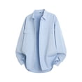 thumbnail image 1 of SBYOJLPB Men's Solid Color Button Turndown Collar Long Sleeved Shirt Double Pocket Work Shirt, 1 of 4