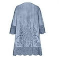 thumbnail image 5 of Women's Vintage Floral Crochet T-shirt Dress Lace Embroidered Short Dresses 3/4 Sleeve V-Neck Loose Mini Sundress, 5 of 6