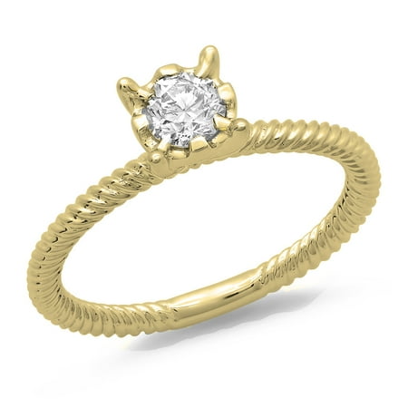 Ctw Round Cut Diamond Solitaire - Dazzlingrock Collection 0.40 Carat (ctw) 14K Round Cut Diamond Ladies Bridal Solitaire Engagement Ring, Yellow Gold, Size 7