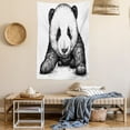 thumbnail image 2 of Panda Tapestry, Baby Panda Bear Illustration Sketch Style Artwork Asian Nature Wild Animals Theme, Wall Hanging for Bedroom Living Room Dorm Decor, 60W X 80L Inches, Black White, by Ambesonne, 2 of 5