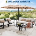 thumbnail image 4 of COZONY 15 ft Double-Sided Patio Umbrella with Base, Large Rectangular Outdoor Market Umbrella with Crank Lift & Tilt for Backyard Pool Lawn, Beige, 4 of 9