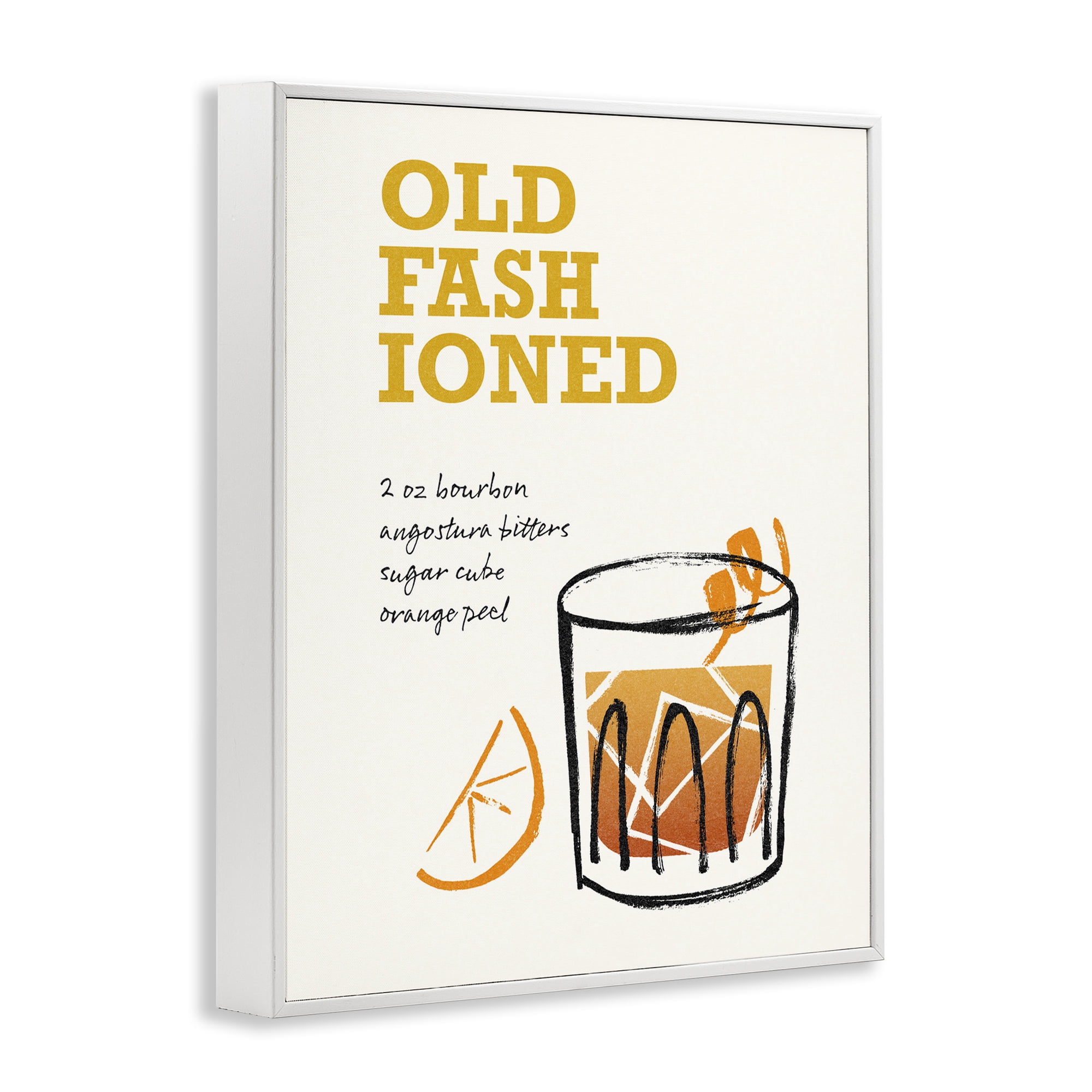 Stupell Industries Old Fashioned Recipe Food & Beverage Painting White Framed Art Print Wall Art, 11 x 14