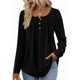 thumbnail image 2 of Camisas de Larga para Mujer, Conjuntos de Otoño, Cuello Redondo, Túnicas Casuales, Blusas de Moda, Ropa de Moda. Negro S, 2 of 6