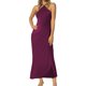 thumbnail image 1 of Vestido de noche de satén para mujer tallas grandes - Elegante cuello en V, diseño en la cintura, vestido de fiesta para bodas - Tallas XS-L, tejido con brillo lujoso, 1 of 5