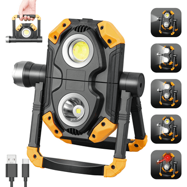 Xecessory LED Work Light Rechargeable, 2000Lumens 2 COB High Bright Work Light, Magnetic Base 360°Rotation Folding for Emergency Camping Repairing