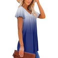thumbnail image 5 of Womens Tops Dressy Gradient Short Sleeve V Neck Tunic Tops Loose Pleated Summer Tops Dressy Blouses Fit Casual Bohemian Top, 5 of 5