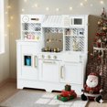 thumbnail image 1 of Gymax Kids Play Kitchen w/ Stoves Faucet Sink Clock Coffee Machine Range Hood White, 1 of 10