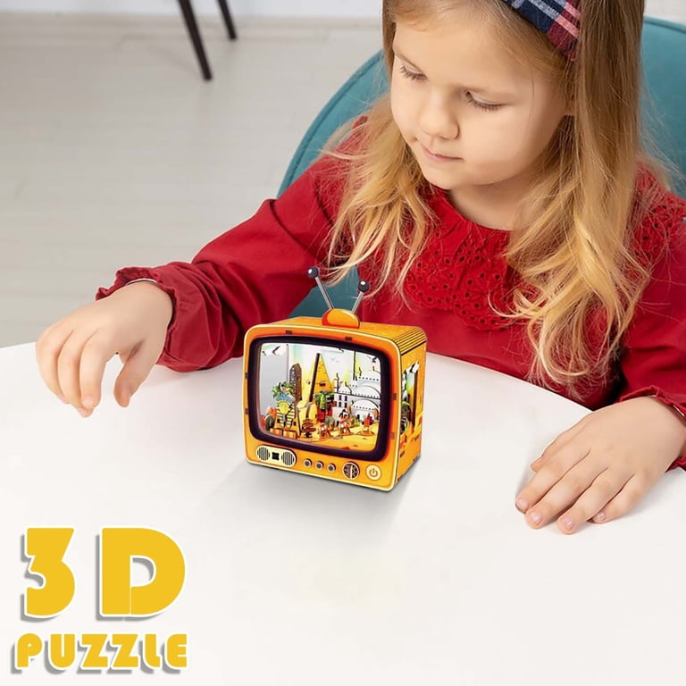 Yardvibe CityVision 3D Wooden Building Puzzle, TV-Shaped 3D Wooden