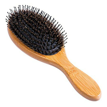 Hair Brush, Natural Boar Bristle Hair Brush, Wooden Bamboo Hair Brush for Women Mens, Paddle Brush Curly Hair Brush for Thick Hair & Anti Static Detangling Paddle