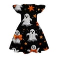 thumbnail image 3 of Halloween Dresses for Girl Halloween Pattern Outfits Crew Neck Flutter Sleeve Sundress, 3 of 4