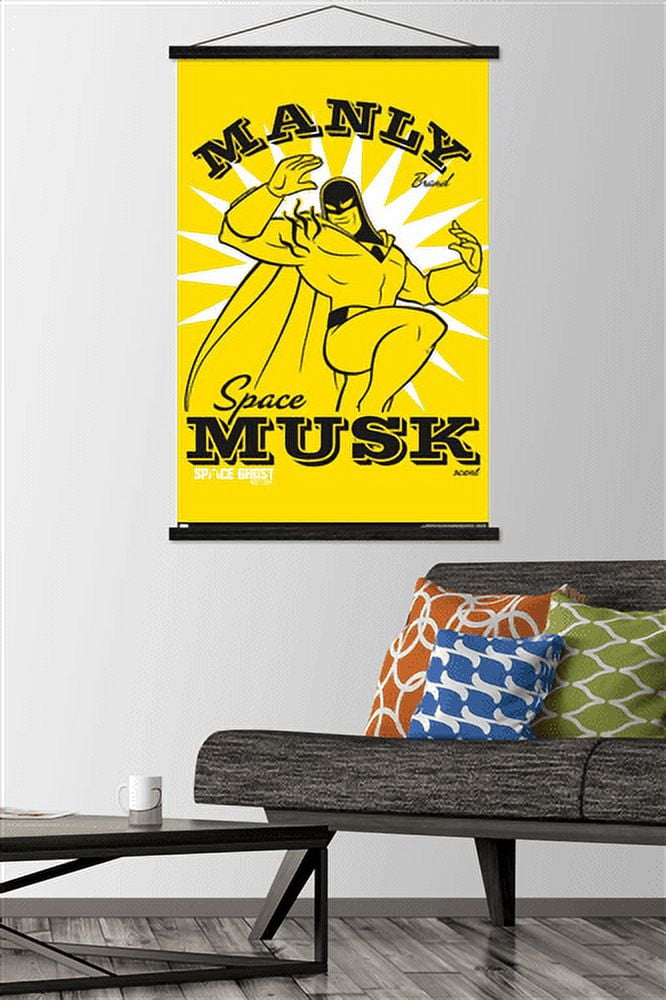 Space Ghost Coast to Coast - Manly Space Musk Wall Poster with Wooden Magnetic Frame, 22.375" x 34"