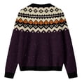 thumbnail image 4 of Huowey Women Halloween Cardigan Sweaters Fair Isle Knit Button Up Cardigans Long Sleeve Crew Neck Stylish Festival Coats,Dark Purple,XXXL, 4 of 4