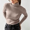 thumbnail image 6 of Amkhujs Fall Tops for Women Trendy Turtleneck Elegant Ribbed Knit Tops Casual Solid Fitted Basic Long Sleeve Tops, 6 of 9